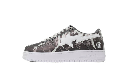 A BATHING APE BAPE STA Grey Digital Camo Graphic Sneakers | Women's & Men's Skate-Inspired Shoes