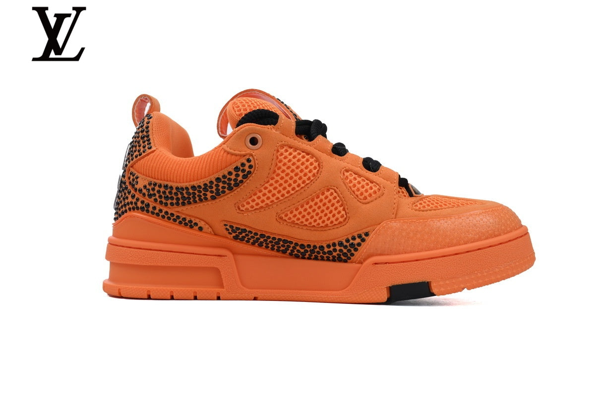 Louis Vuitton Skate shoes for man  women Sneaker – Orange Rhinestone