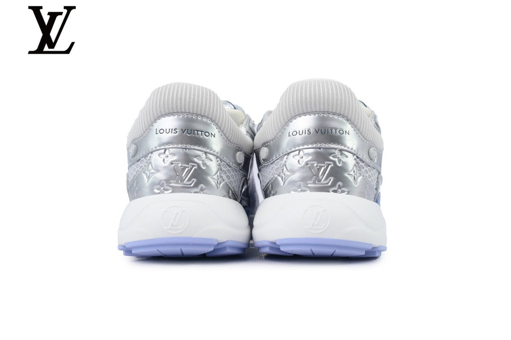 Louis Vuitton Low Top Sneaker – Silver & Lavender Metallic Leather & Mesh with White Midsole
