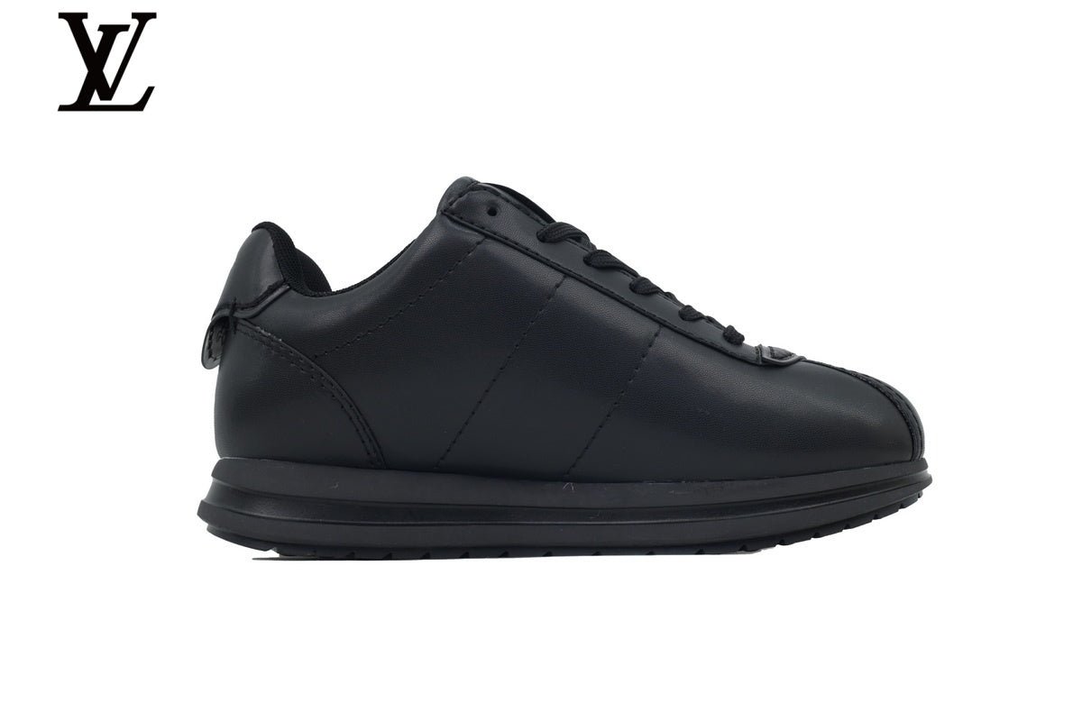 Louis Vuitton shoes for man  women Black Leather Low-Top Sneakers