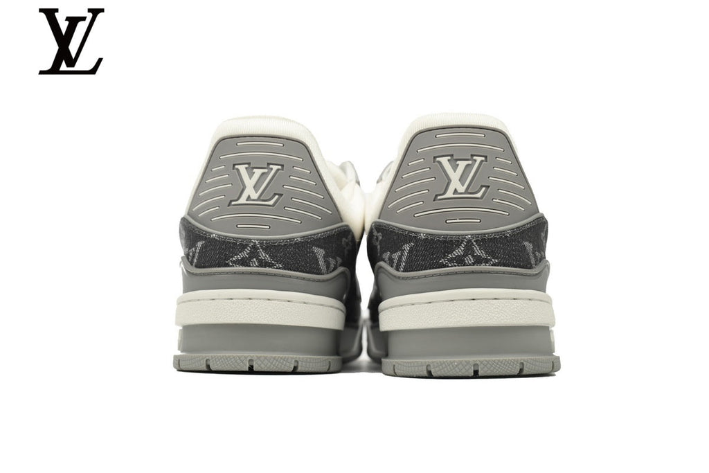 Louis Vuitton Trainer  shoes for man  women Sneaker – Monogram Denim & Leather in Grey & White