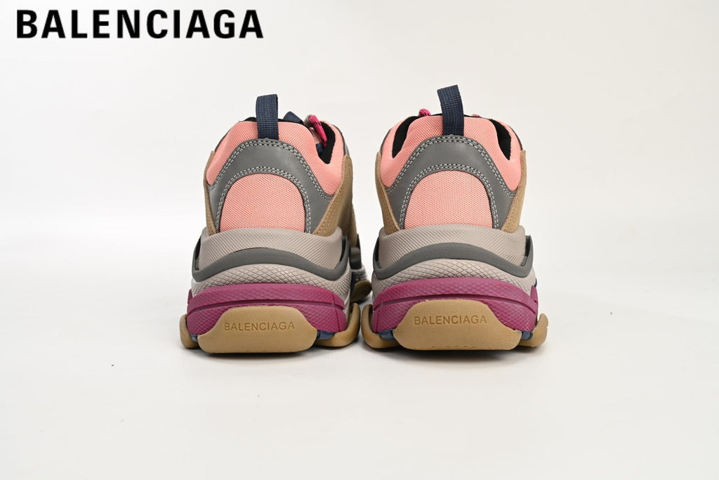 Balenciaga Triple S men's shoes  women sneakers — Pink / Khaki / Multicolor
