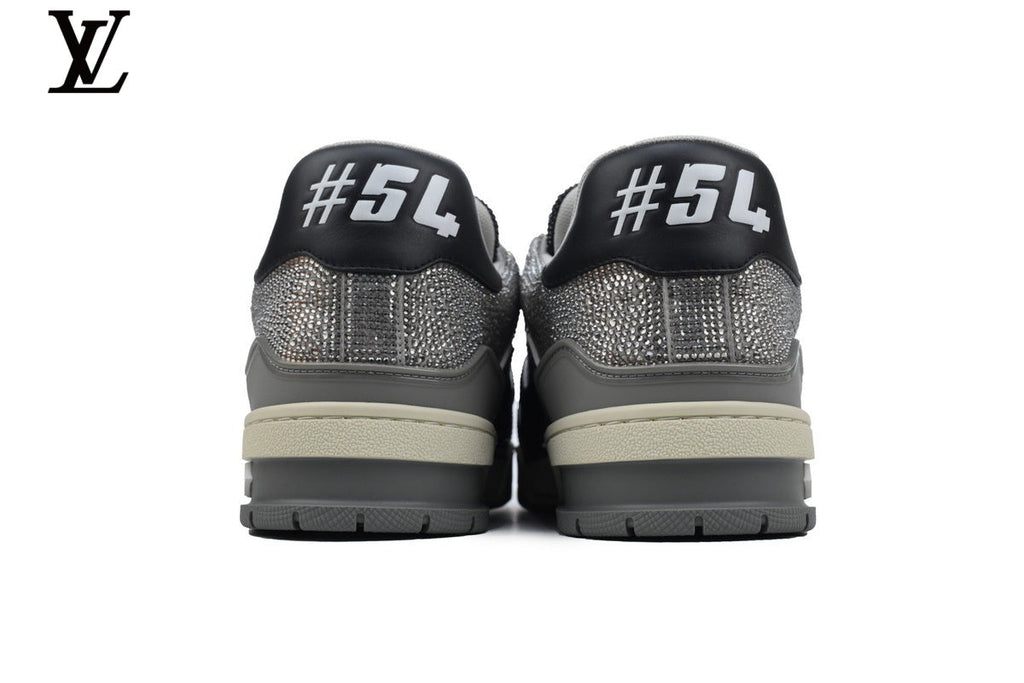 Louis Vuitton LV shoes for man  women Trainer Sneaker – Black & Silver Rhinestone Edition