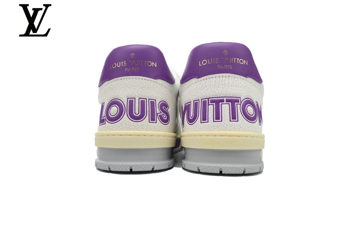 Louis Vuitton Trainer shoes for man  women Sneakers - White and Purple Mesh & Leather