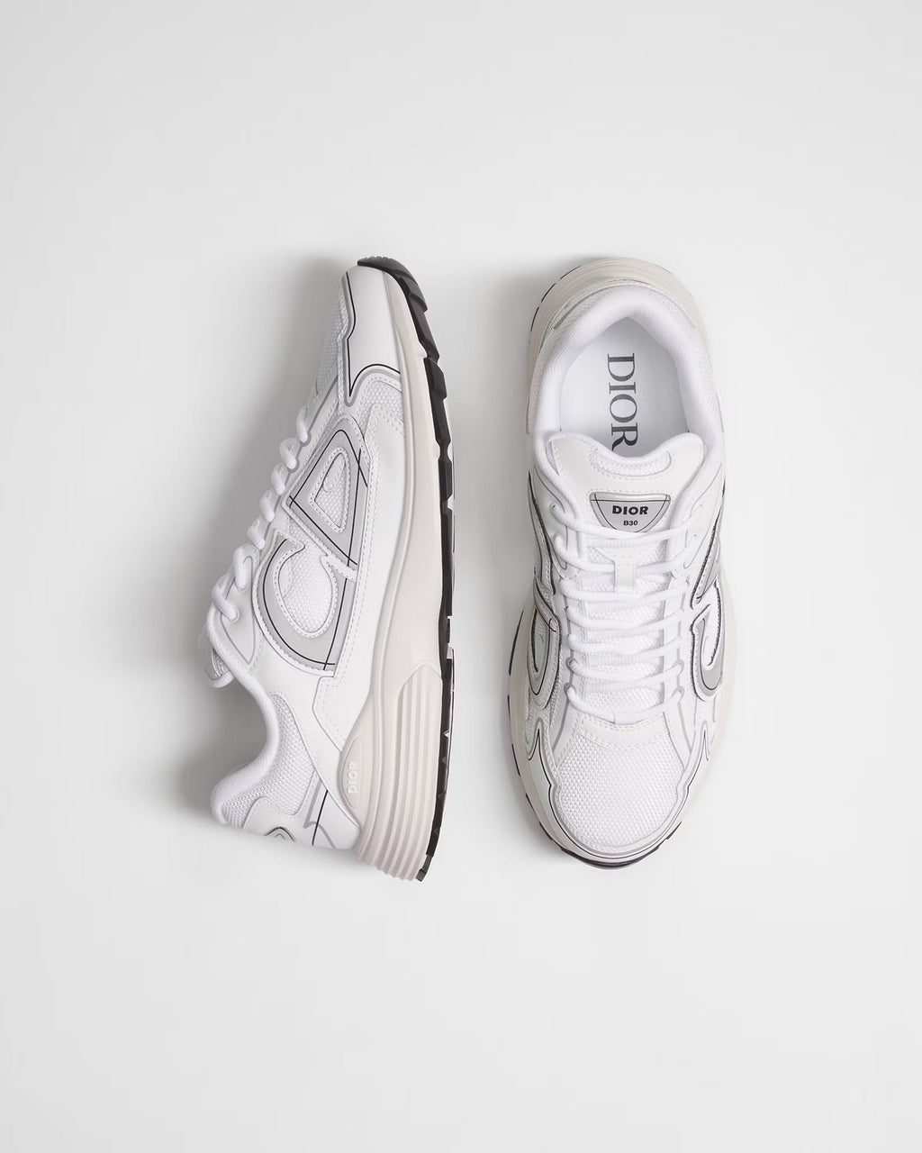 Dior B30 Women's & Men's Shoes - White / Silver Grey / Black Low-Top Sneakers