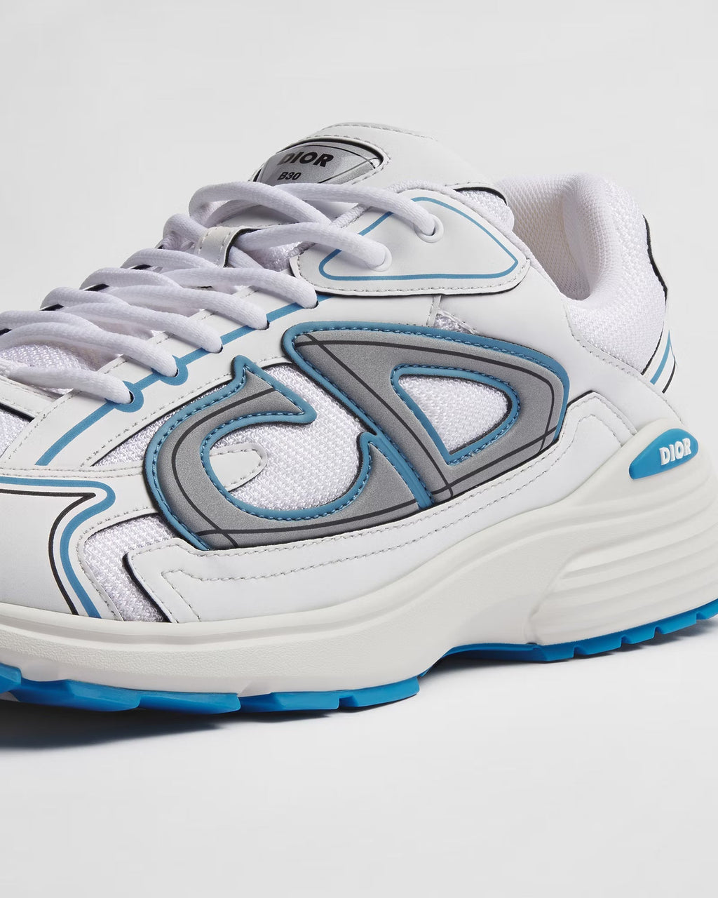 Dior B30 Women's & Men's Shoes - White / Silver Grey / Turquoise Blue Sneakers