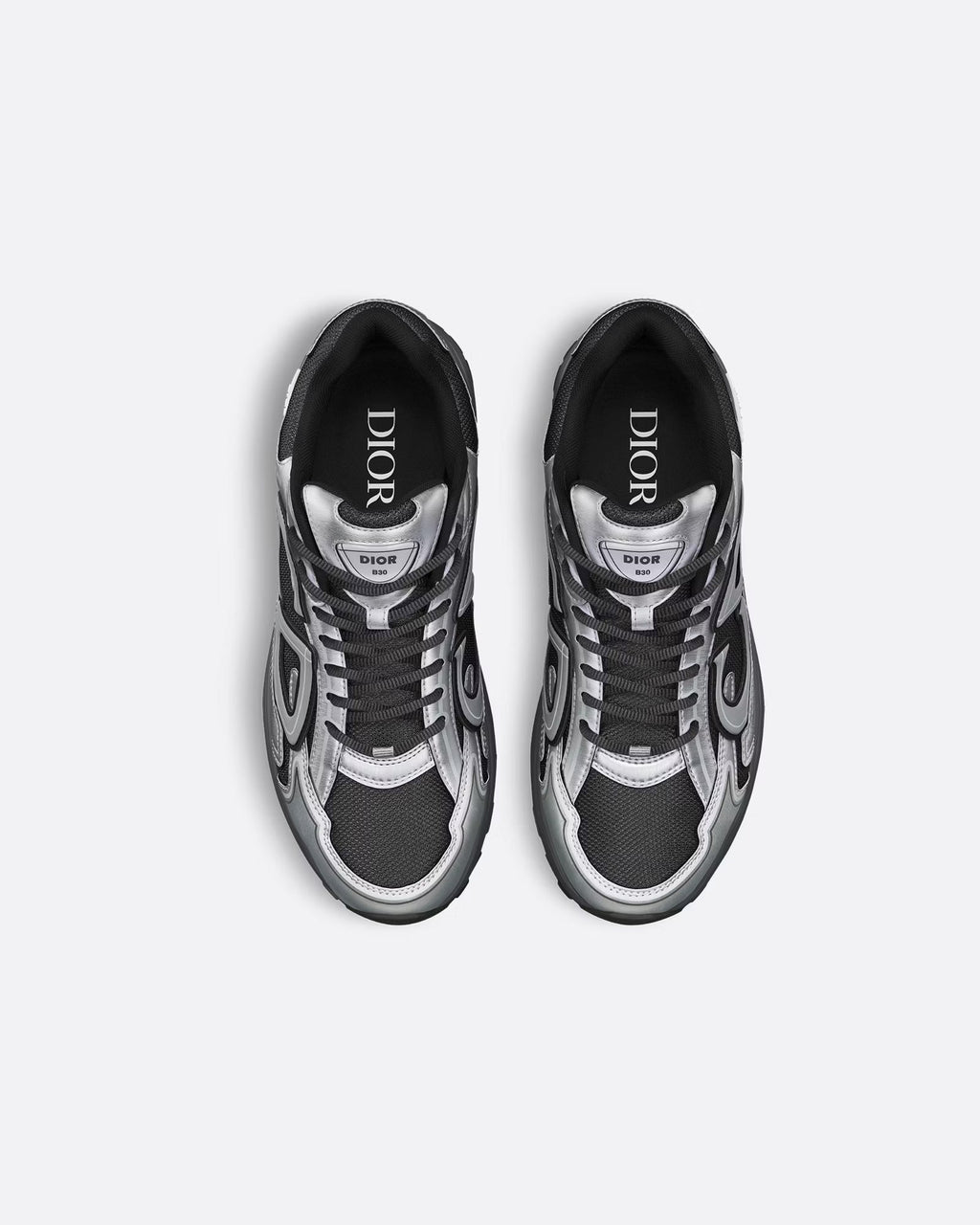 Dior B30 Women's & Men's Shoes - Metallic Silver / Charcoal Grey / Black Sneakers