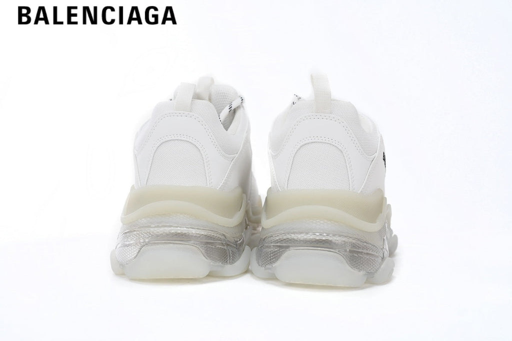 Balenciaga Triple S men's shoes  women sneakers — White, Clear Sole