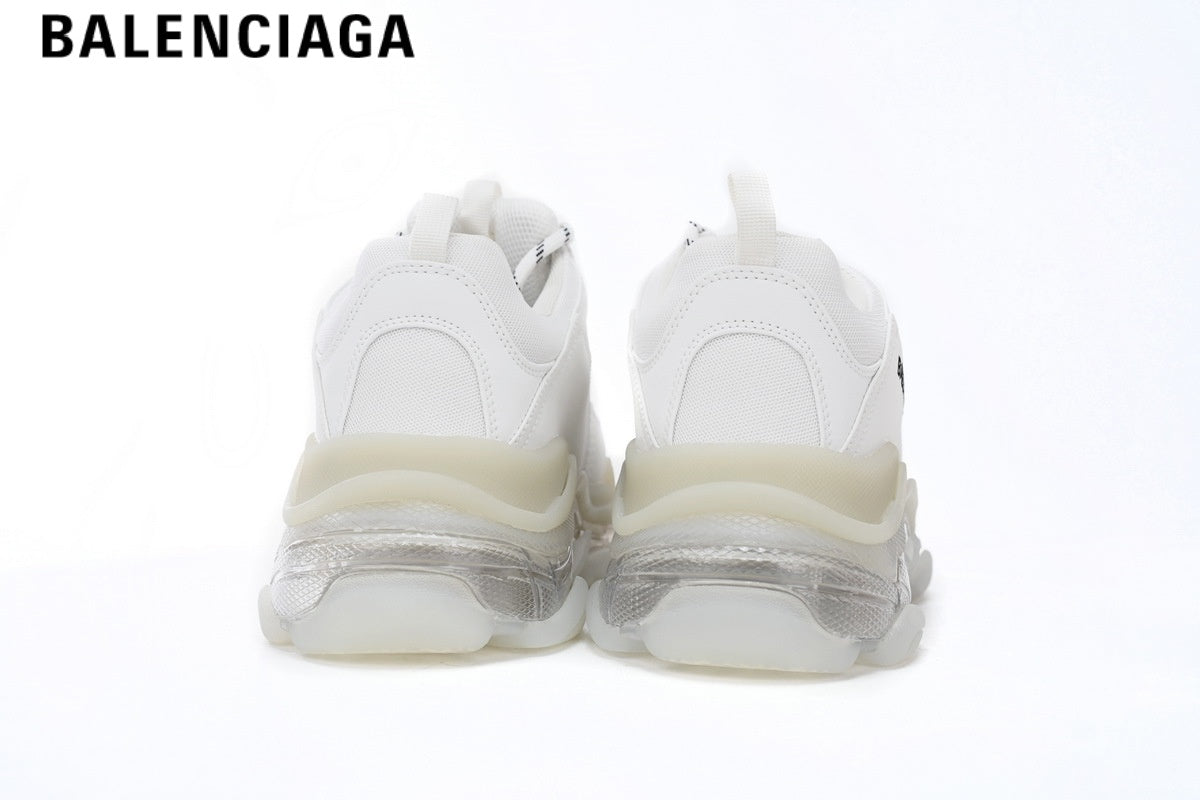 Balenciaga Triple S men's shoes  women sneakers — White, Clear Sole