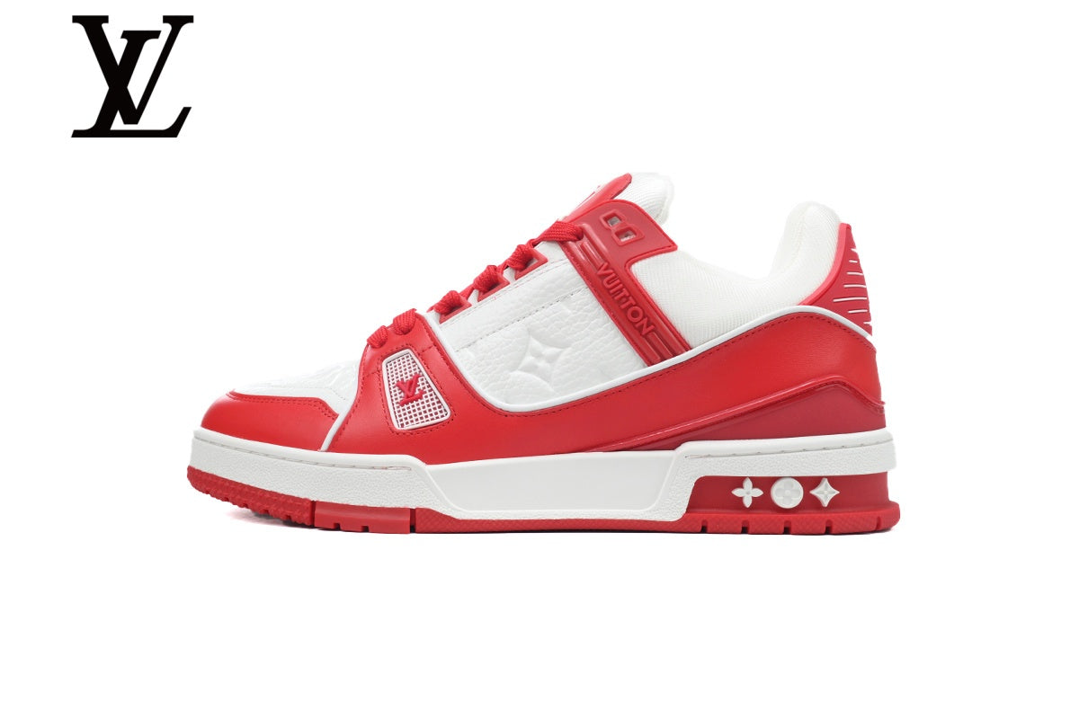 Louis Vuitton Trainer shoes for man  women Sneakers - White and Red