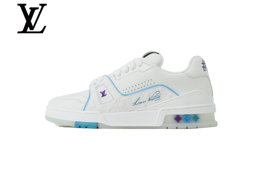Louis Vuitton Trainer shoes for man  women Sneakers - White and Light Blue