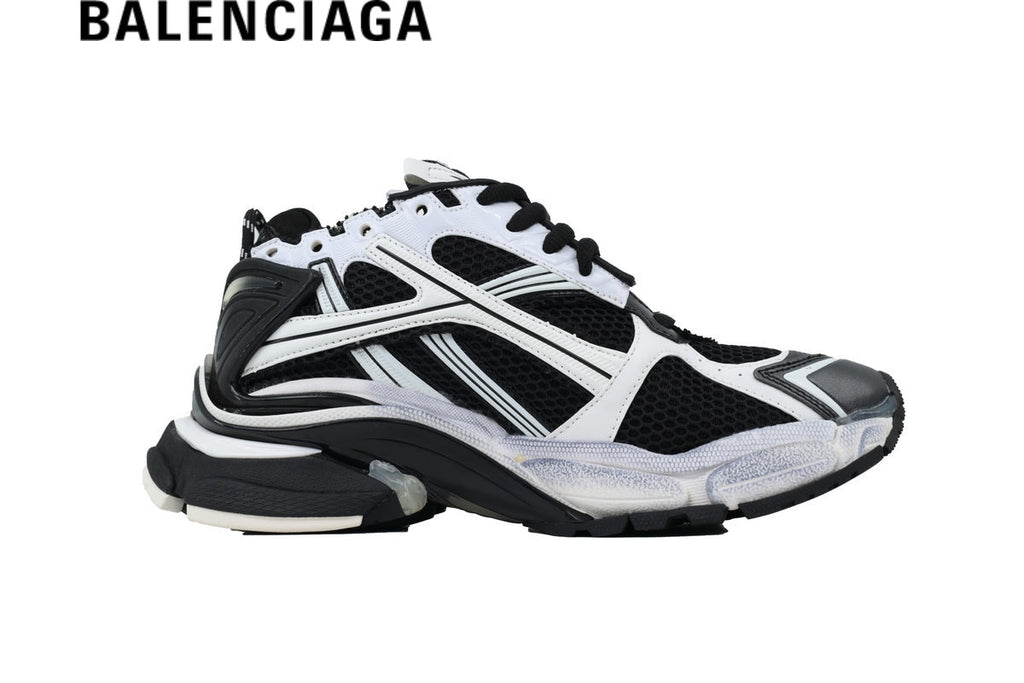 Balenciaga Runner men's shoes  women sneakers Black And White