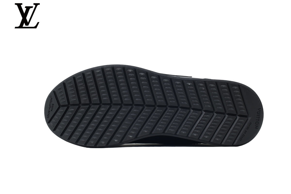Louis Vuitton Low Top Sneaker in Black Smooth Leather with Embossed Logo