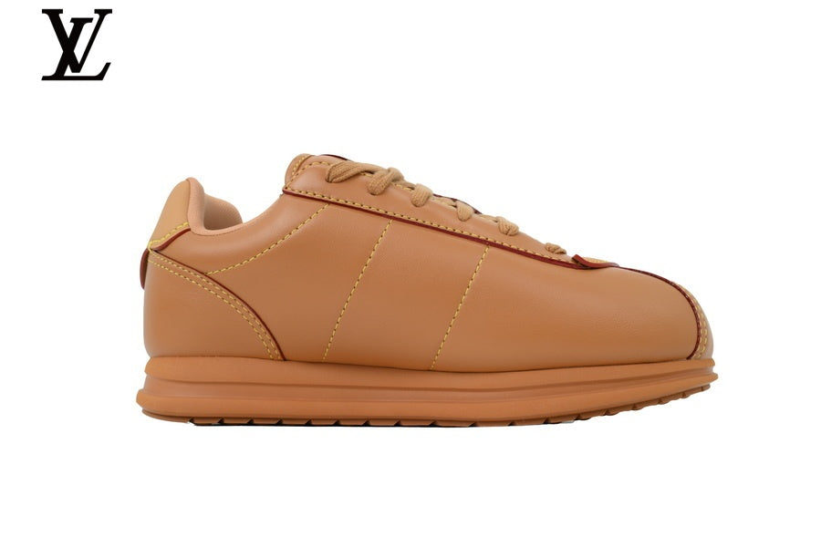 Louis Vuitton Low Top Sneaker in Tan Smooth Leather with Embossed Logo