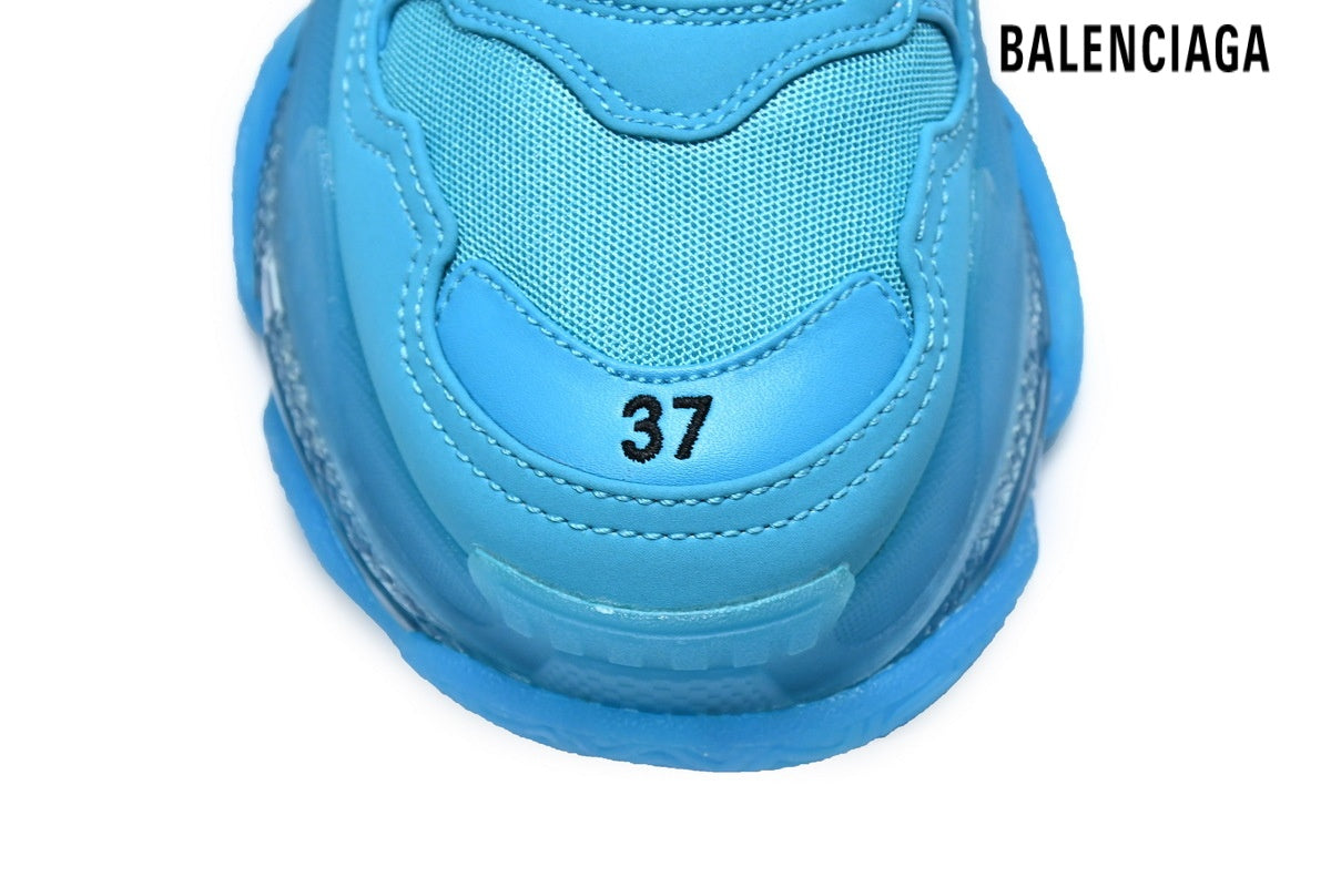 Balenciaga Triple S men's shoes  women sneakers Clear Sole Sneaker Bright Blue