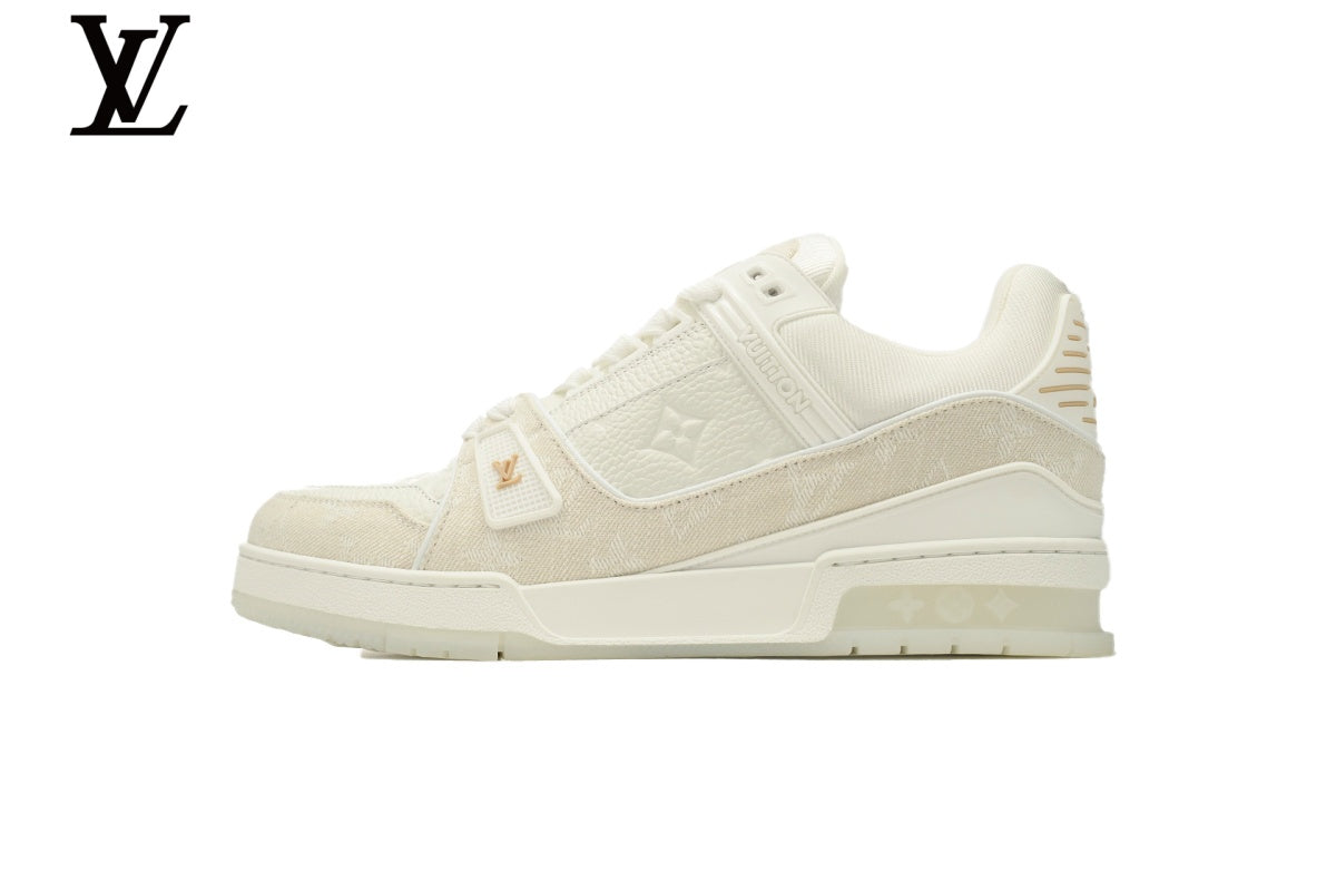 Louis Vuitton Trainer  shoes for man  women Sneaker – Cream Monogram