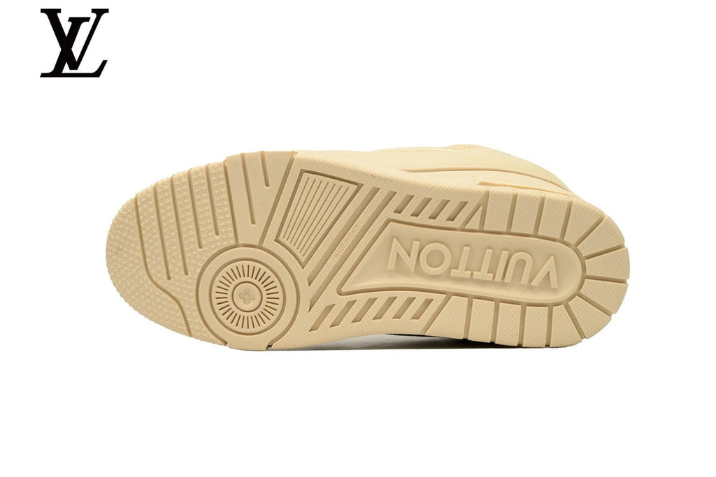 Louis Vuitton Trainer shoes for man  women Sneakers – Beige Leather