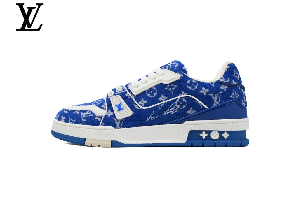 Louis Vuitton Trainer  shoes for man  women Sneaker – Blue Monogram Textile