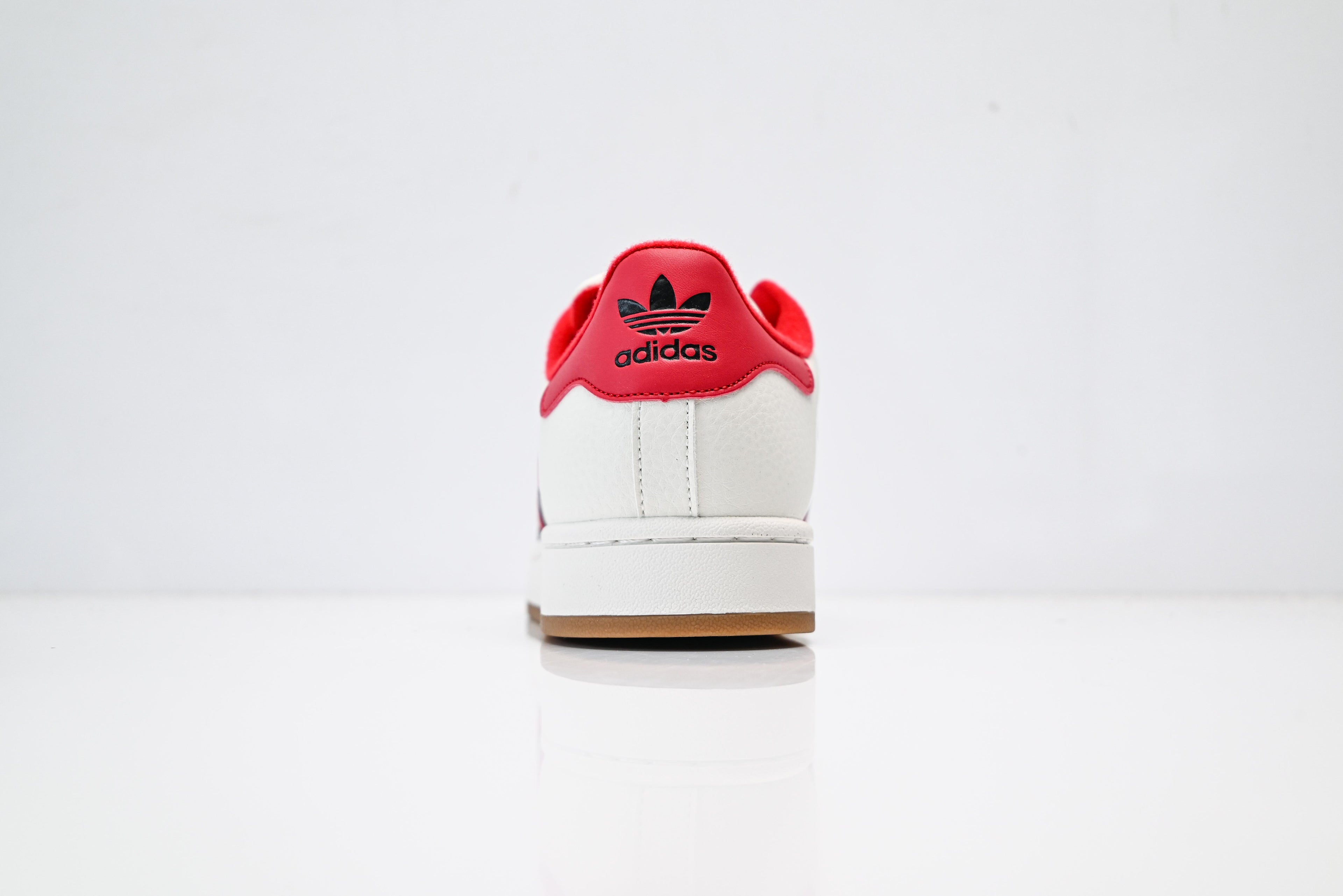 adidas Originals Superstar – White with Red 3-Stripes & Gum Brown Shell Toe
