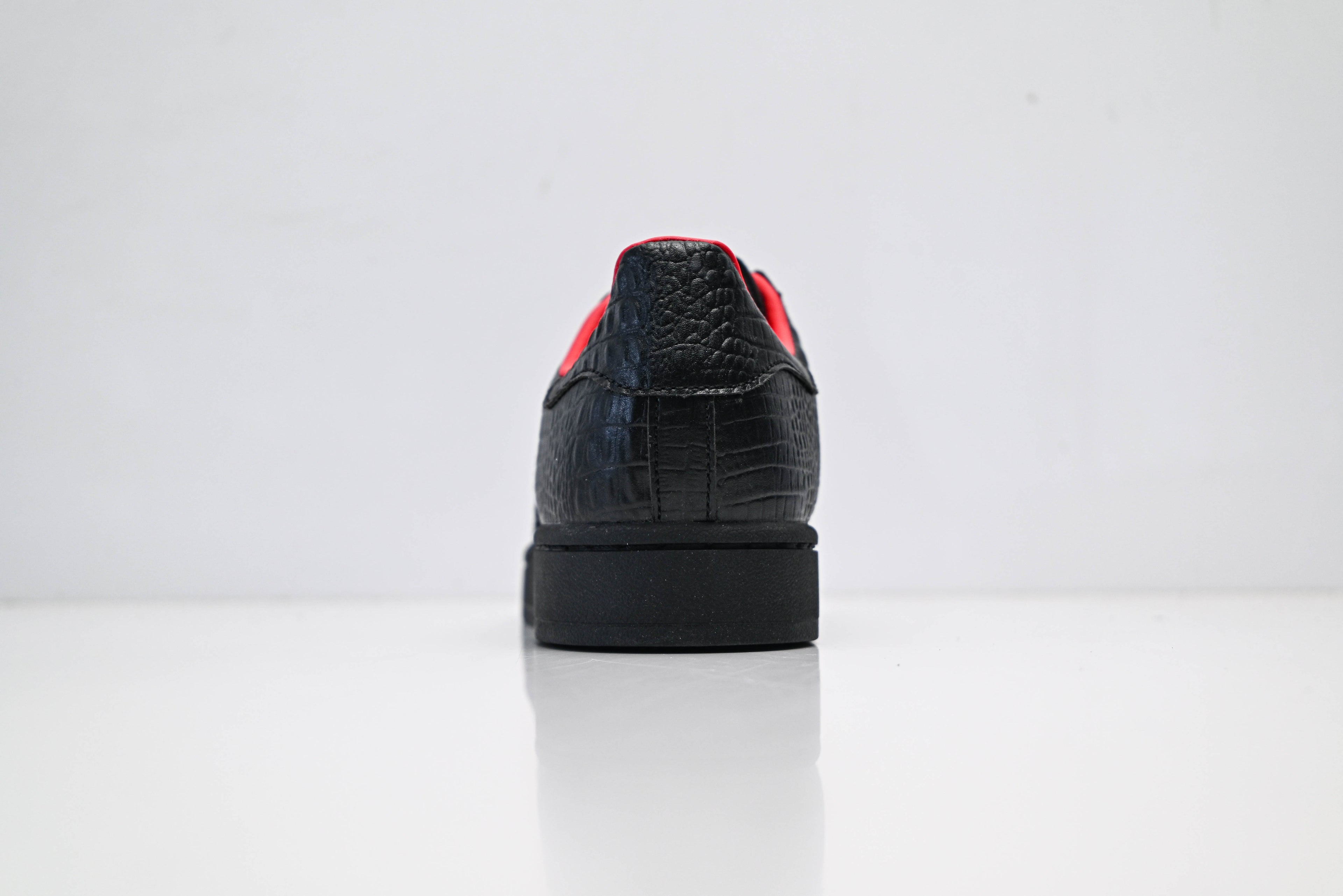 adidas Originals Superstar – Black Croc-Embossed Upper with Red Lining & White Shell Toe