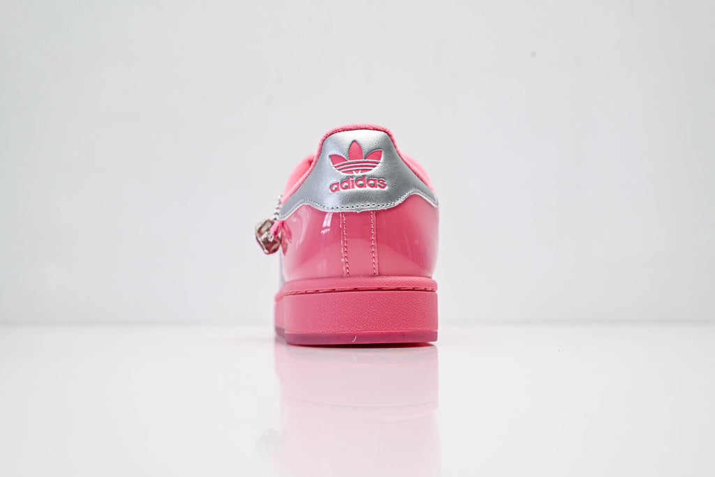 adidas Originals Superstar – Pink Patent Leather Upper with Silver Charm Detail & White Shell Toe