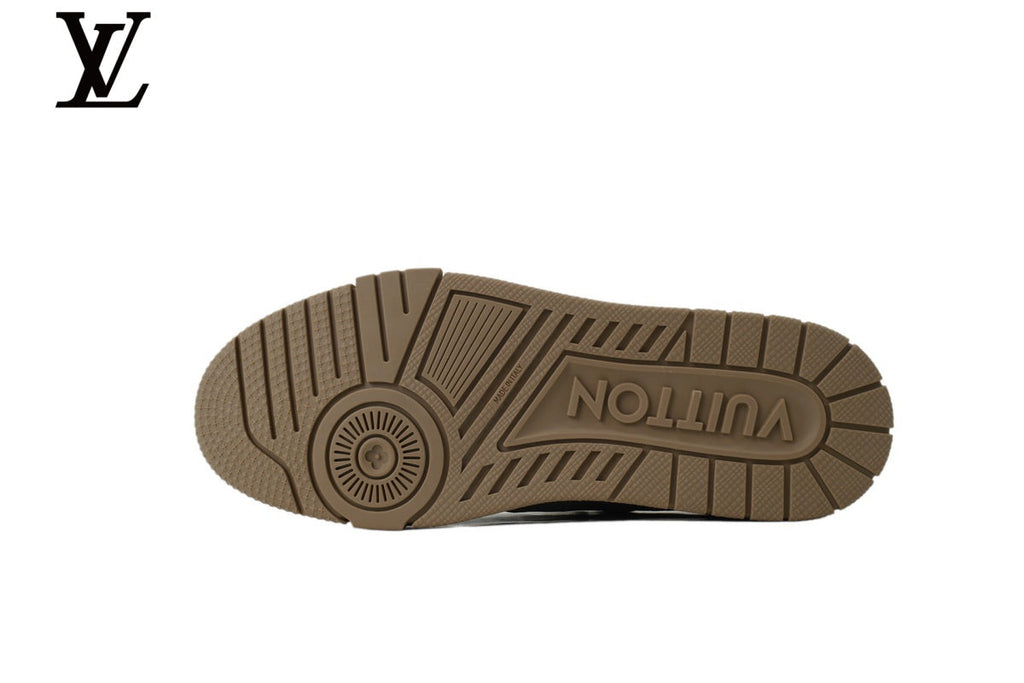 Louis Vuitton Trainer  shoes for man  women Sneaker – Khaki & Brown Leather