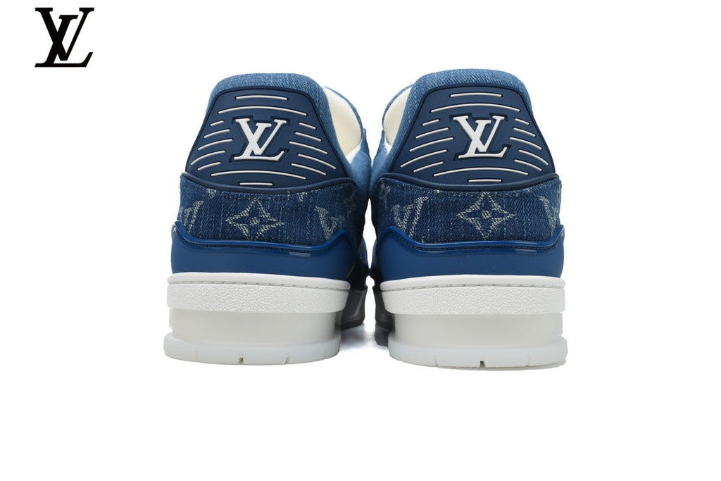 Louis Vuitton LV shoes for man  women Trainer Sneaker – Blue Denim Monogram