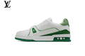 Louis Vuitton LV shoes for man  women Trainer Sneaker – White & Emerald Rhinestone