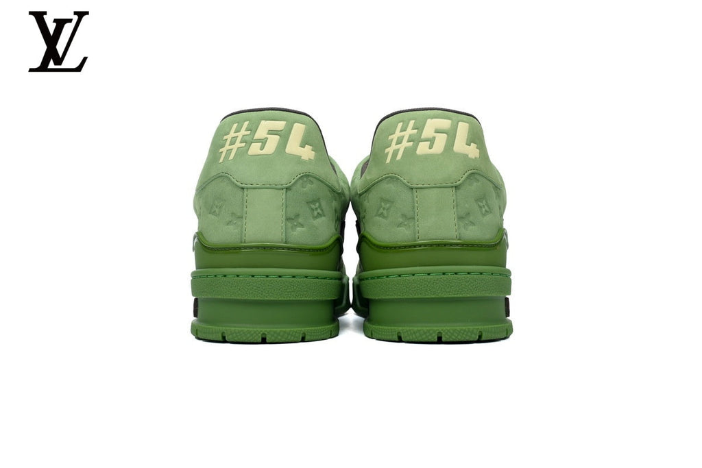 Louis Vuitton Trainer  shoes for man  women Sneaker – Green Suede Monogram