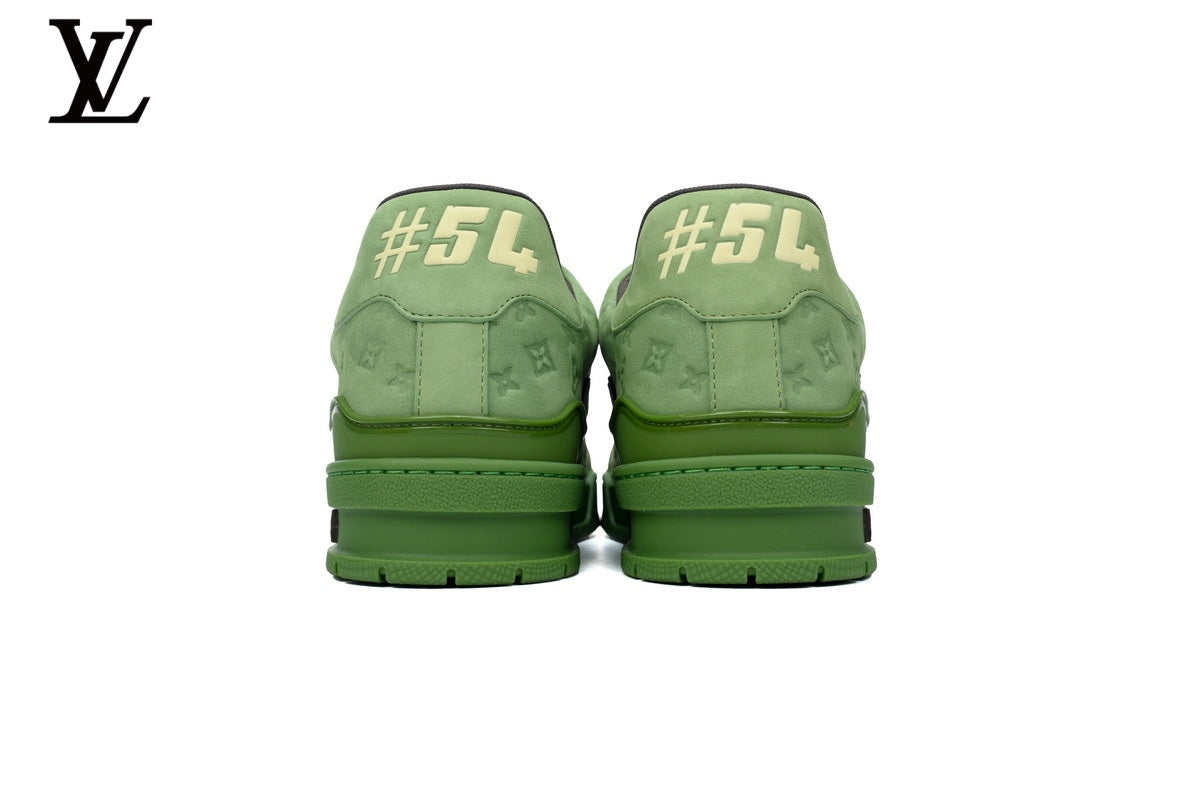 Louis Vuitton Trainer  shoes for man  women Sneaker – Green Suede Monogram