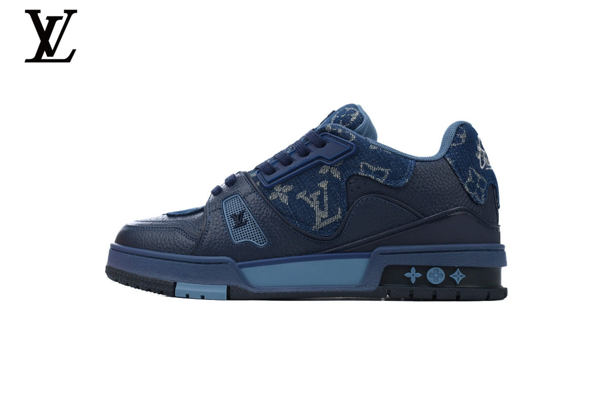 Louis Vuitton Trainer  shoes for man  women Sneaker – Navy Denim Monogram