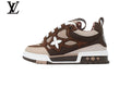 Louis Vuitton Trainer  shoes for man  women Sneaker – Dark Brown Suede & Mesh with Beige & White