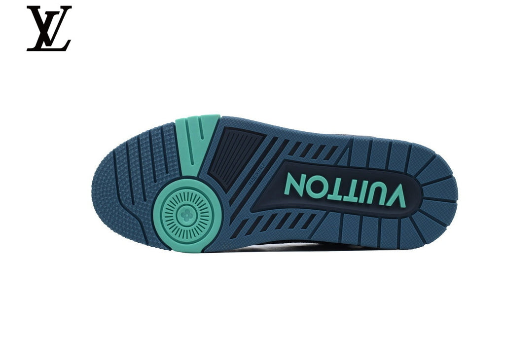 Louis Vuitton Trainer  shoes for man  women Sneaker – Navy Multicolor Crystal