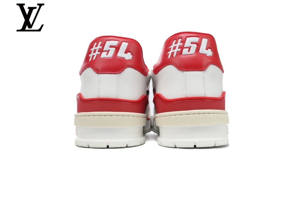 Louis Vuitton Trainer  shoes for man  women Sneaker – White & Red