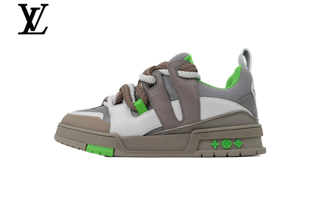 Louis Vuitton shoes for man  women Skate Sneakers – Grey, White & Green