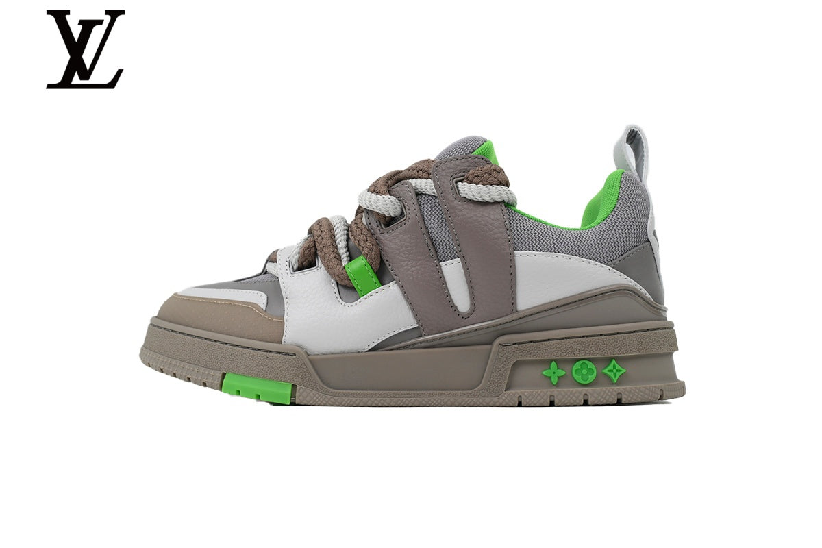 Louis Vuitton shoes for man  women Skate Sneakers – Grey, White & Green