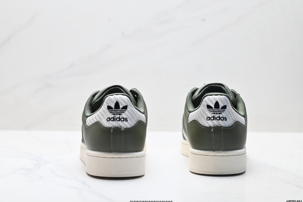 adidas Originals Superstar — Olive Green & Off-White Woven | Shell Toe
