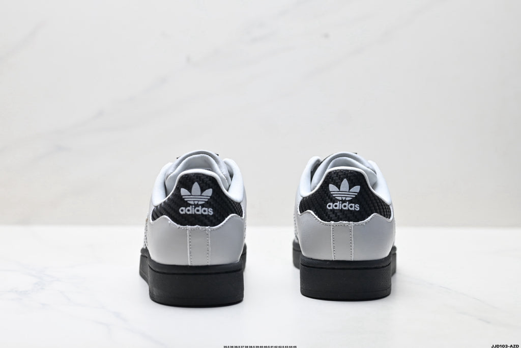adidas Originals Superstar — Light Grey & Black Woven | White Shell Toe