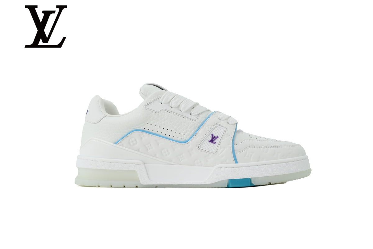 Louis Vuitton Trainer shoes for man  women Sneakers - White and Light Blue