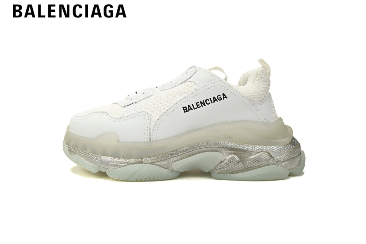 Balenciaga Triple S men's shoes  women sneakers — White, Clear Sole