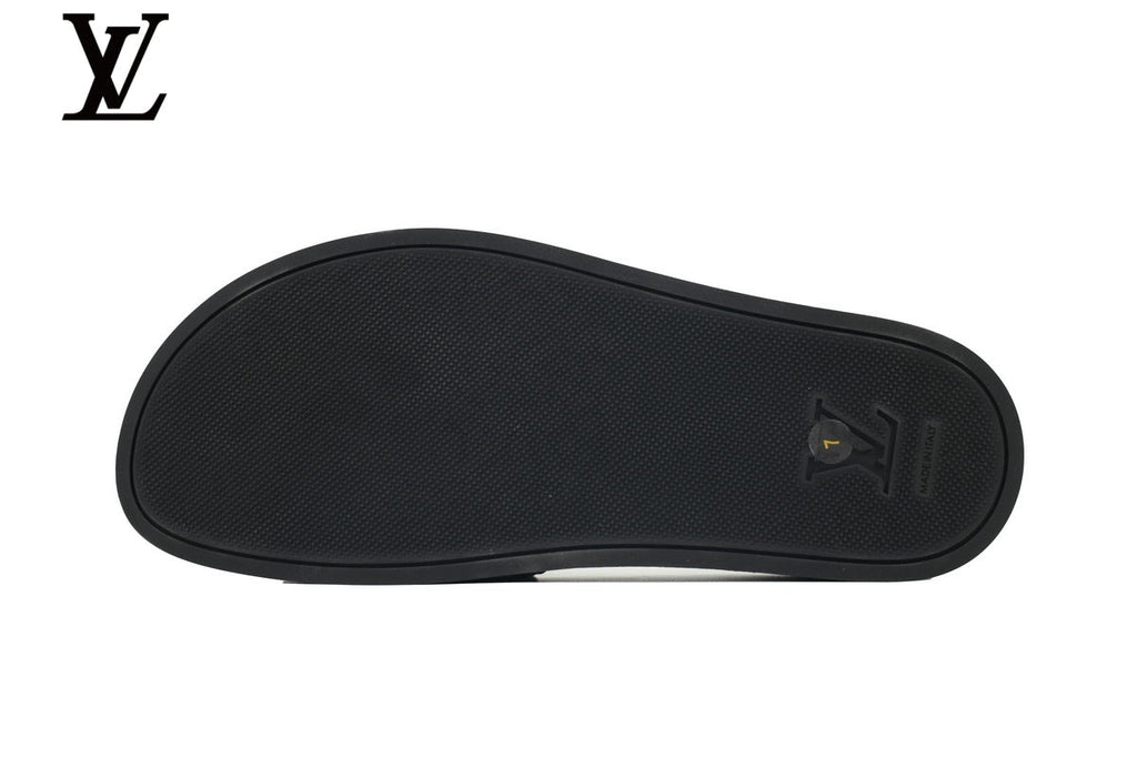 Louis Vuitton Monogram Slide Sandal – Black Canvas & Black Rubber Sole