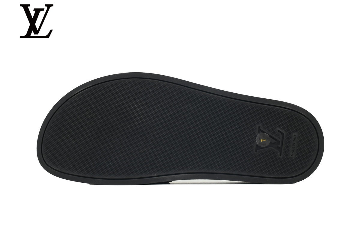 Louis Vuitton Monogram Slide Sandal – Black Canvas & Black Rubber Sole