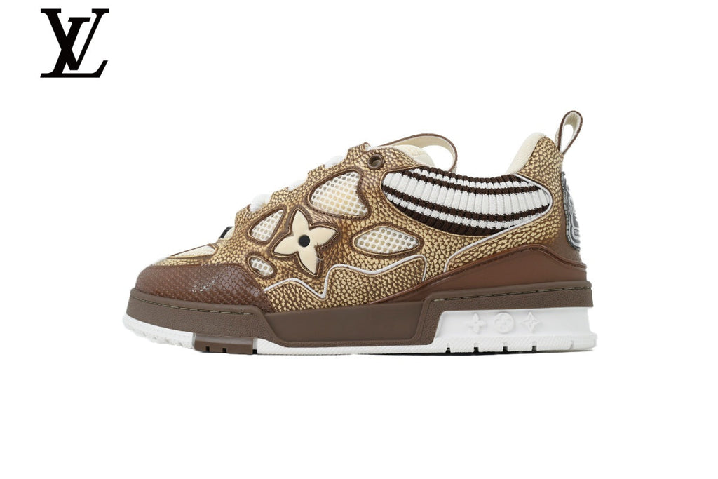 Louis Vuitton shoes for man  women Skate Sneakers – Brown Snake Print