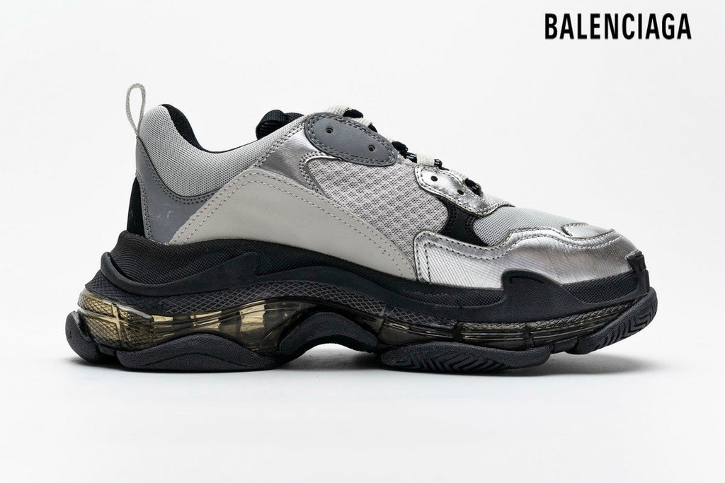 Balenciaga Triple S men's shoes  women sneakers Clear Sole Sneaker Silver Grey Black Red Logo