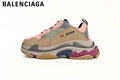 Balenciaga Triple S men's shoes  women sneakers — Pink / Khaki / Multicolor