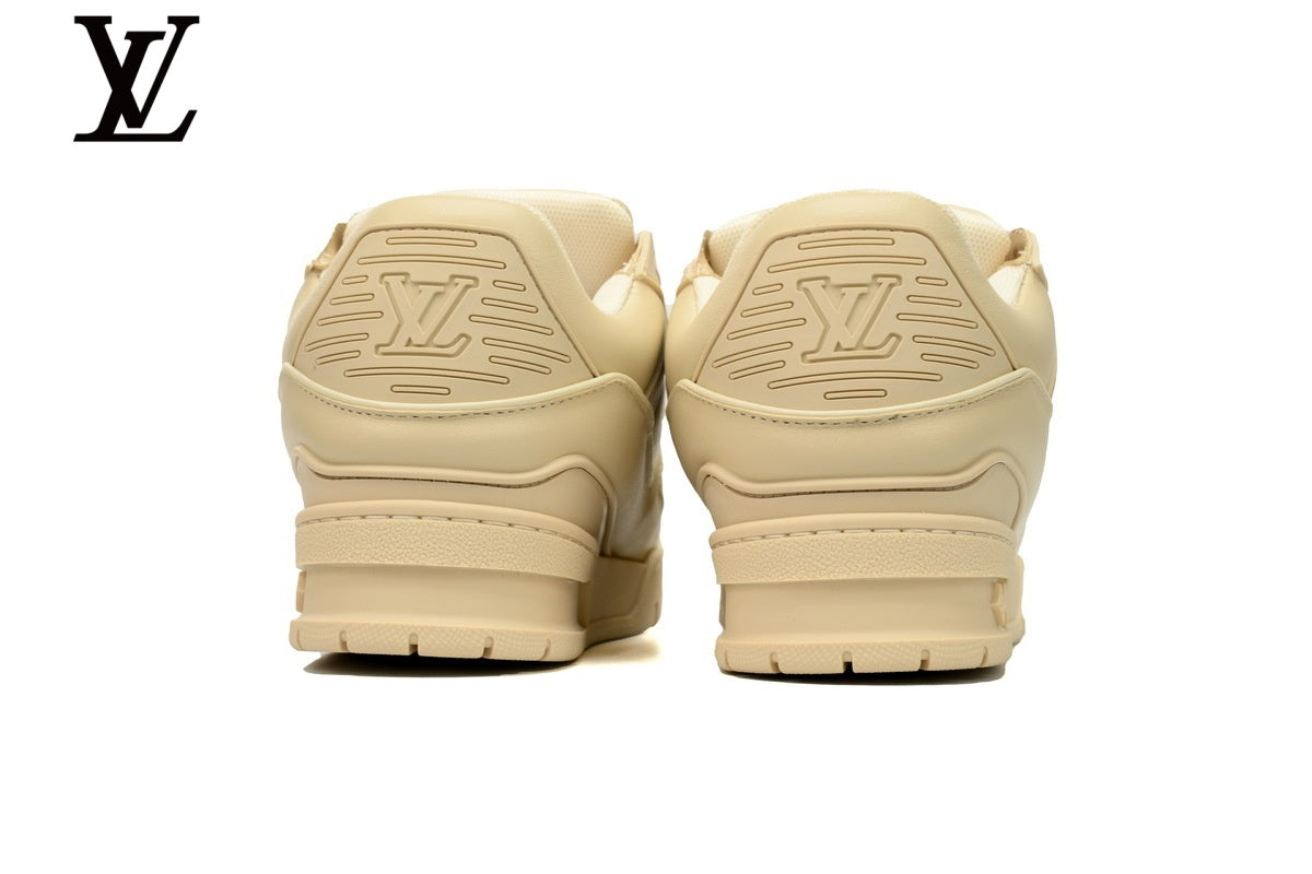 Louis Vuitton Trainer shoes for man  women Sneakers – Beige Leather