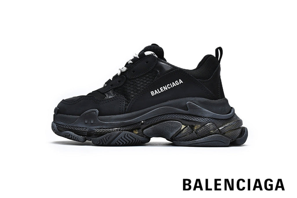 Balenciaga Triple S men's shoes  women sneakers – All Black