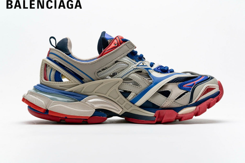 Balenciaga Track men's shoes  women sneakers - Beige, Blue & Red