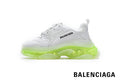 Balenciaga Triple S men's shoes  women sneakers– White & Fluorescent Green Sole