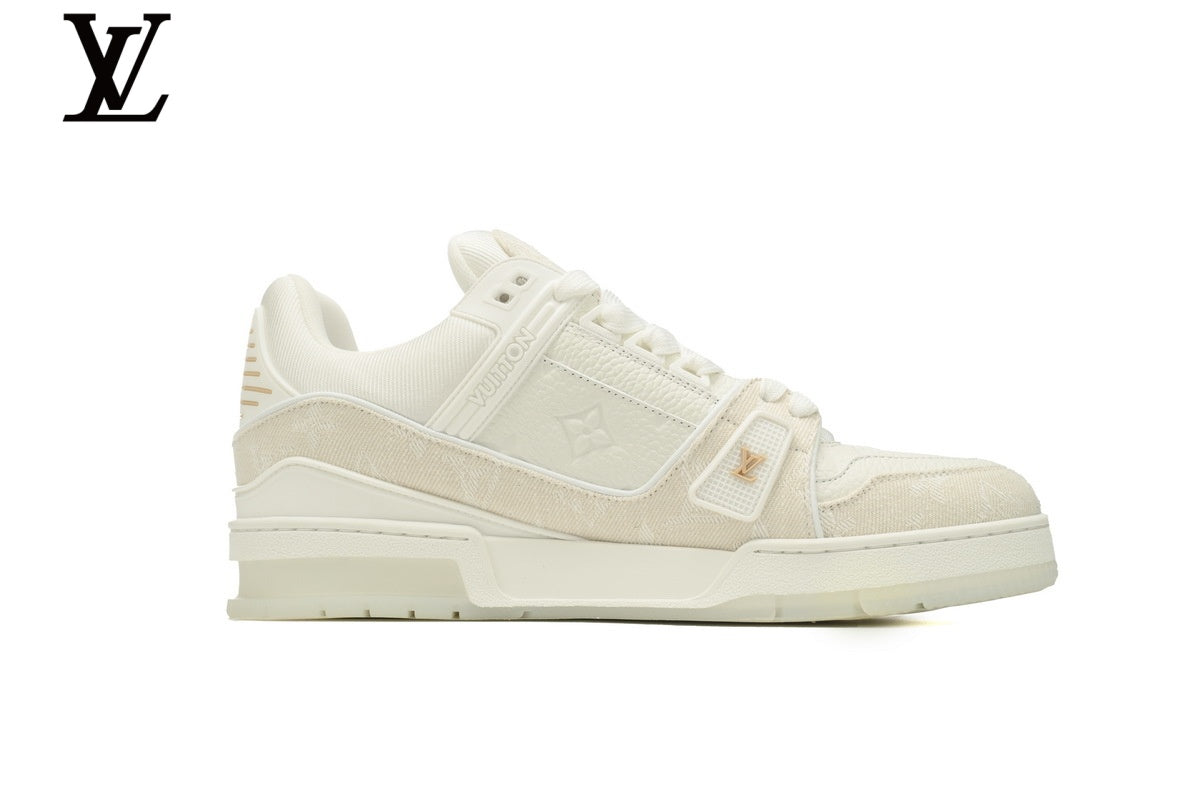 Louis Vuitton Trainer  shoes for man  women Sneaker – Cream Monogram